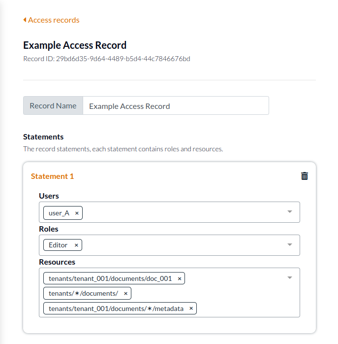 Access record with resource bundling