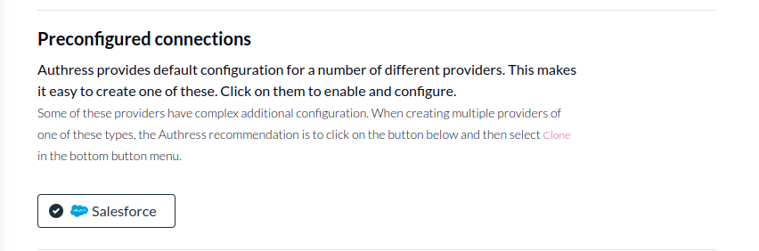 Authress preconfigured Salesforce connection